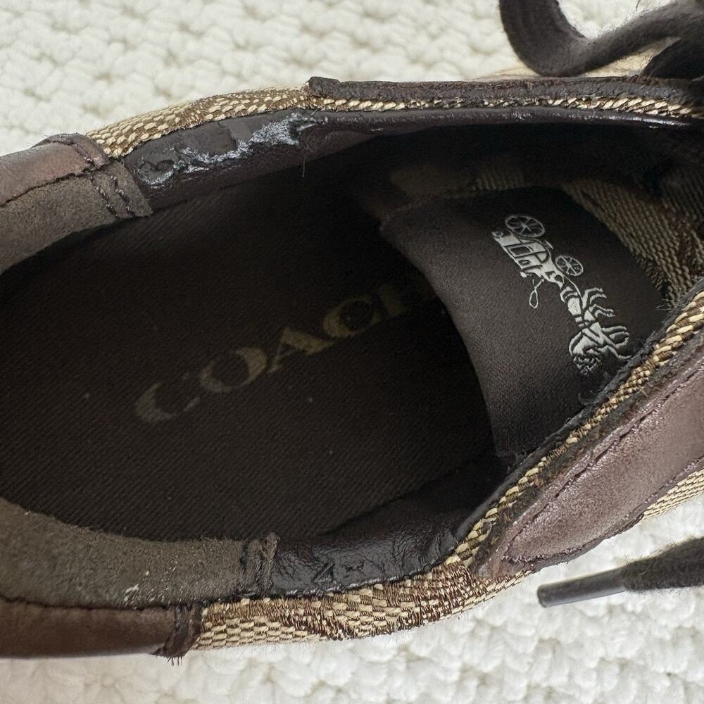 COACH Farah Women's Retro Sneakers Brown & Khaki 6B Signature C Leather Jacquard - Picture 13 of 16